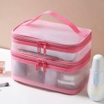 Mesh cosmetic bag (Pink)