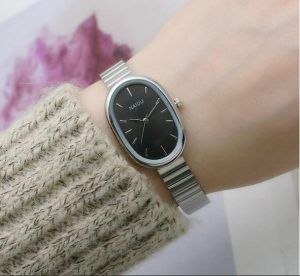 Bamboo strap china watch (Silver-Black) - Image 3