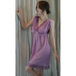 Mesh bow nightdress (Purple) - Image 4