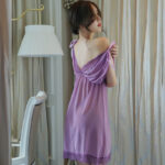 Mesh bow nightdress (Purple) - Image 2