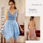 Printed lingerie nightdress [Blue] - Image 2