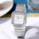 Bamboo strap square watch [Silver White] - Image 3
