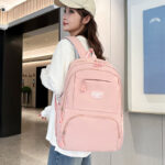 Students simple backpack [Pink]