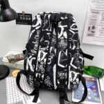 Trendy cool backpack [Black White] - Image 6