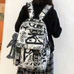 Trendy cool backpack [Black White]