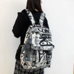 Trendy cool backpack [Black White] - Image 4