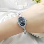Bracelet oval shape watch [Silver Black] - Image 2