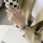 Popular Coco oval watch [Silver Black] - Image 2