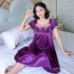 Color floral nightgown [Purple]