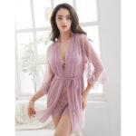 Thin lace nightdress [Pink Purple] - Image 2