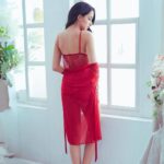 Thin lace nightdress [Red Maroon] - Image 2