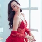 Thin lace nightdress [Red Maroon] - Image 4