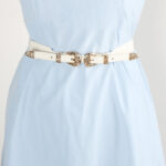 Carved Buckle Elastic Belt [White]