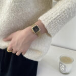 Fashionable net strap watch [ Gold Black ] - Image 4
