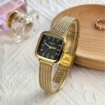 Fashionable net strap watch [ Gold Black ] - Image 2