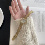Fashionable net strap watch [ Gold White ] - Image 3