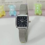 Fashionable net strap watch [ Silver Black ] - Image 2