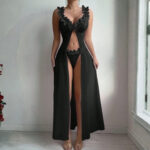 Floral pastoral nightgown set [Black] - Image 2