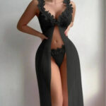 Floral pastoral nightgown set [Black] - Image 5