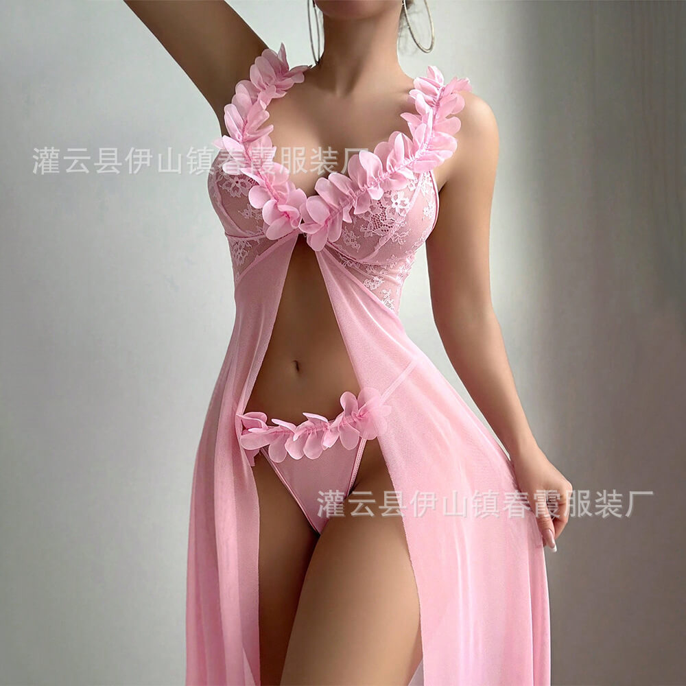 Floral pastoral nightgown set [Pink]