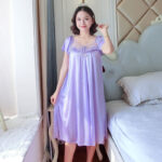 Color floral nightgown [Light Purple]