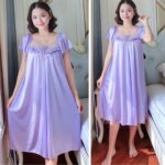 Color floral nightgown [Light Purple] - Image 4