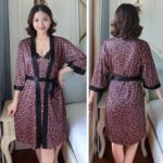 Ice Silk Leopard Nighty [Black Pink]
