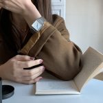 Bamboo strap square watch [Silver White] - Image 2