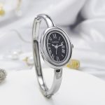 Bracelet oval shape watch [Silver Black] - Image 3