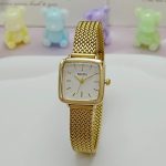 Fashionable net strap watch [ Gold White ] - Image 2