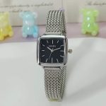 Fashionable net strap watch [ Silver Black ] - Image 2