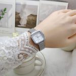 Fashionable net strap watch [ Silver White ]