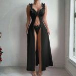 Floral pastoral nightgown set [Black] - Image 2