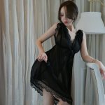 Mesh bow nightdress (Black) - Image 2