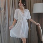 Mesh bow nightdress (White) - Image 3