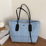 Straw woven bag (Blue) - Image 2