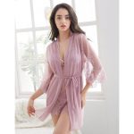 Thin lace nightdress [Pink Purple] - Image 2