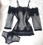 Transparent lace Nightgown (Black) - Image 8
