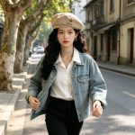 Autumn octagonal hat [Khaki] - Image 2